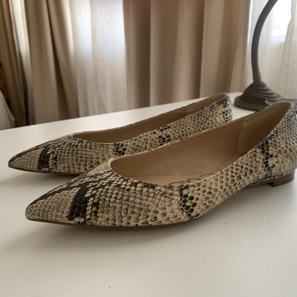 Sam Edelman Leather Snakeskin Flats Pointed Toe 6.5